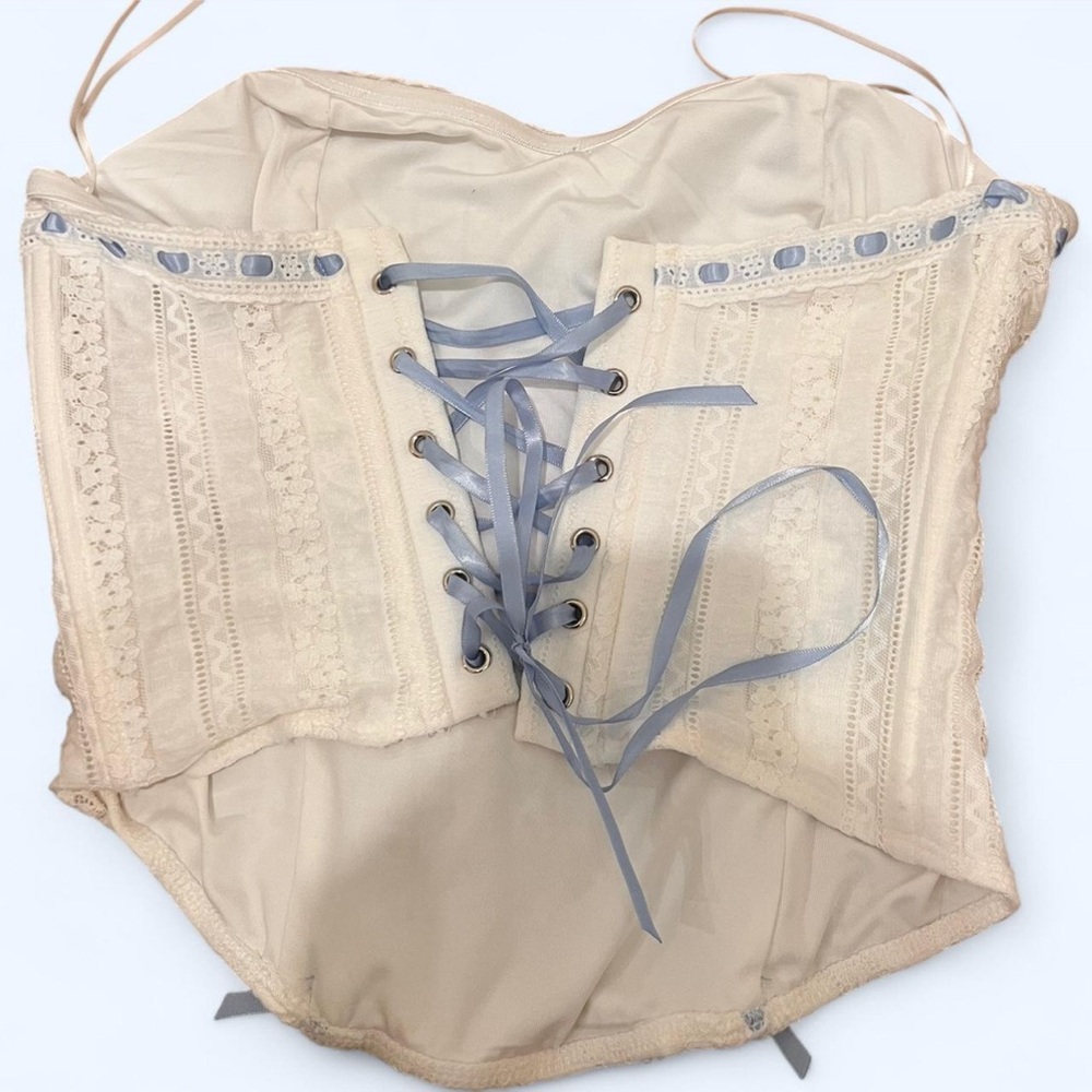 EDIKTED Ribbon Blue and White Corset Top #corsettop - Picture 6 of 6
